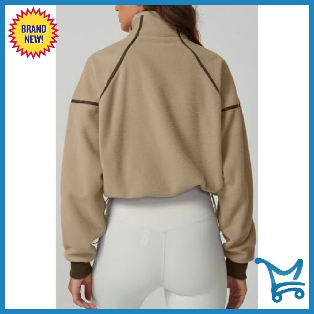 Women's Half Zip Fleece Pullover Cozy Sherpa Sweatshirt Winter Top - Picture 3 of 7